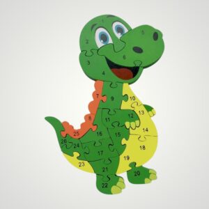 PUZZLE LEMN COLORAT - DINO VERDE