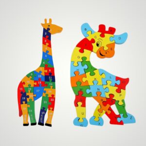 PUZZLE LEMN COLORAT - GIRAFA