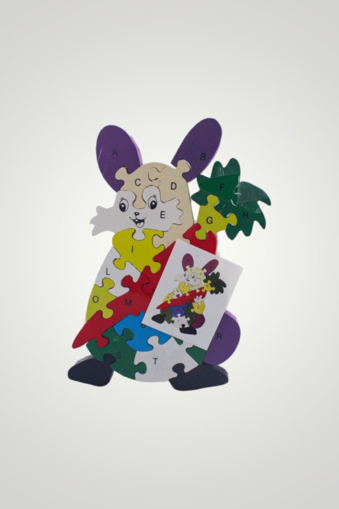 PUZZLE LEMN COLORAT - IEPURAS