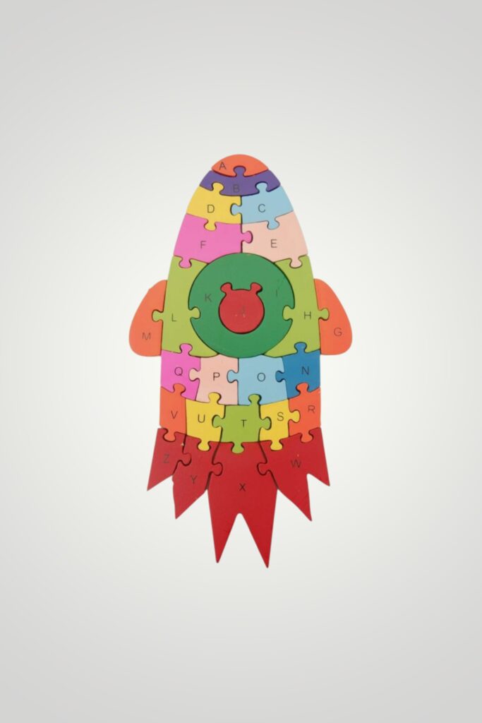 PUZZLE LEMN COLORAT - RACHETA