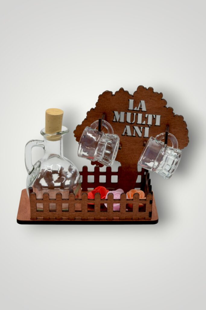 SET PLOSCA CU PAHARE - LA MULTI ANI