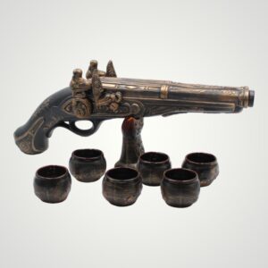 ORNAMENT PISTOL CU STICLA ȘI 6 PAHARE