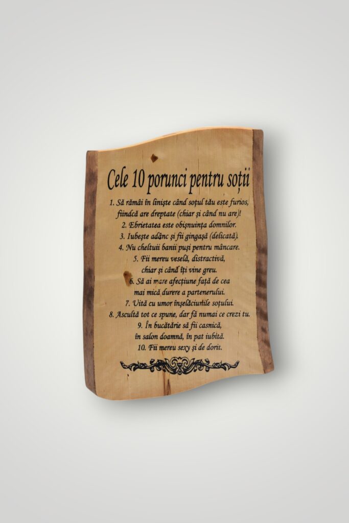 TABLOU LEMN - CELE 10 PORUNCI PENTRU SOTII