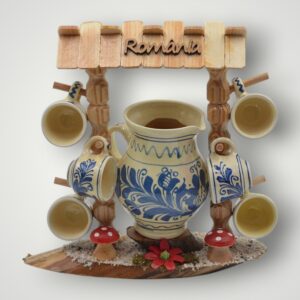 FANTANA CU CESTI SI CANA - ALBASTRU