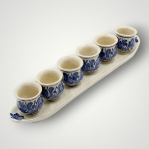 SET 6 CESTI CU TAVA CERAMICA - ALBASTRU